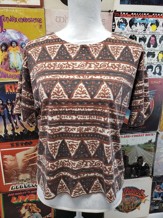 Vintage 90s Brown Tribal Print Boxy Shirt