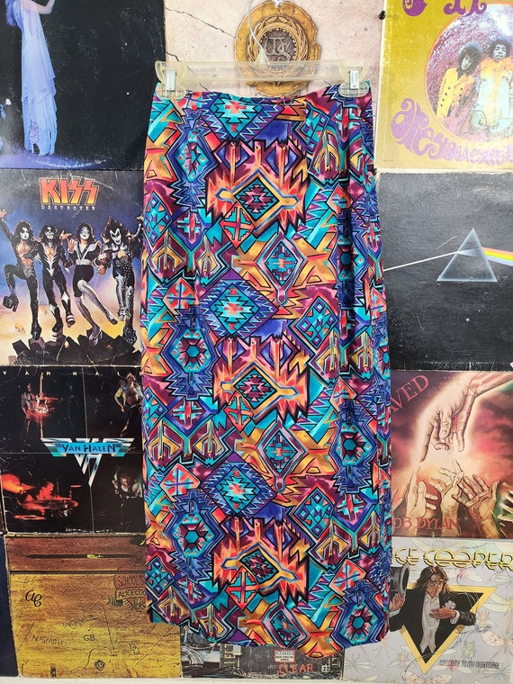 Vintage 90s Colorful Western Print Wrap Skirt - image 3