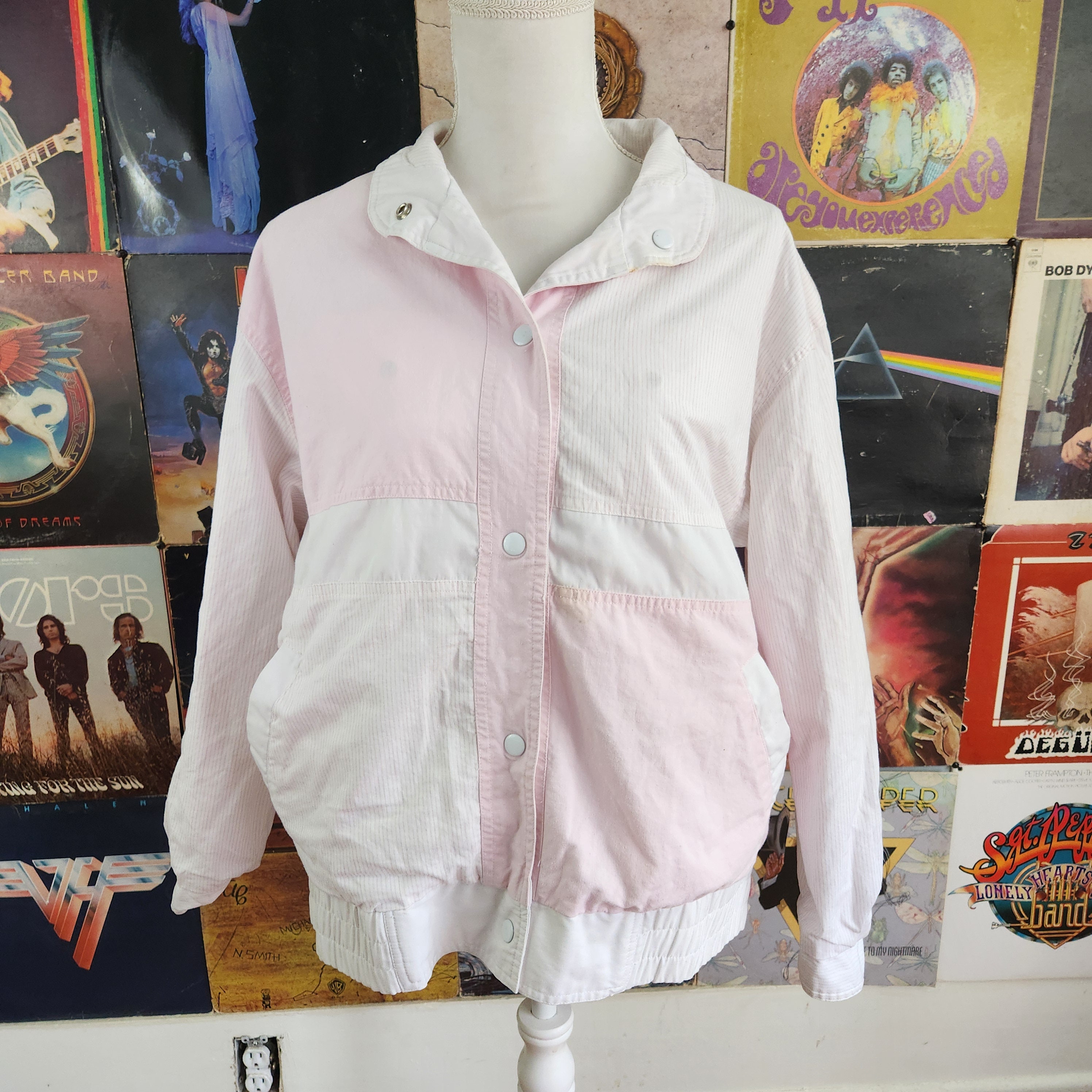 Vintage 80s Baby Pink White Reversible Wind Jacket - Etsy