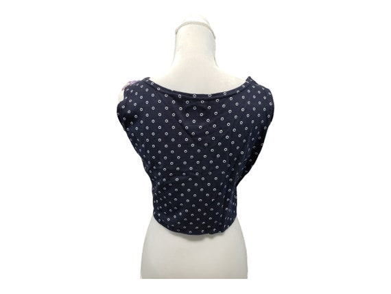 Vintage 90s Navy Blue White Polka Dot Liz and Co … - image 2