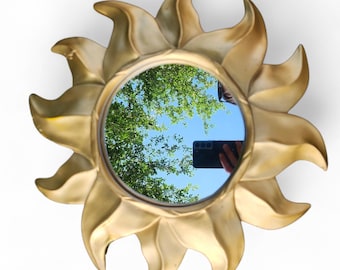 Vintage Gold Sunburst Wall Hanging Mirror Celestial