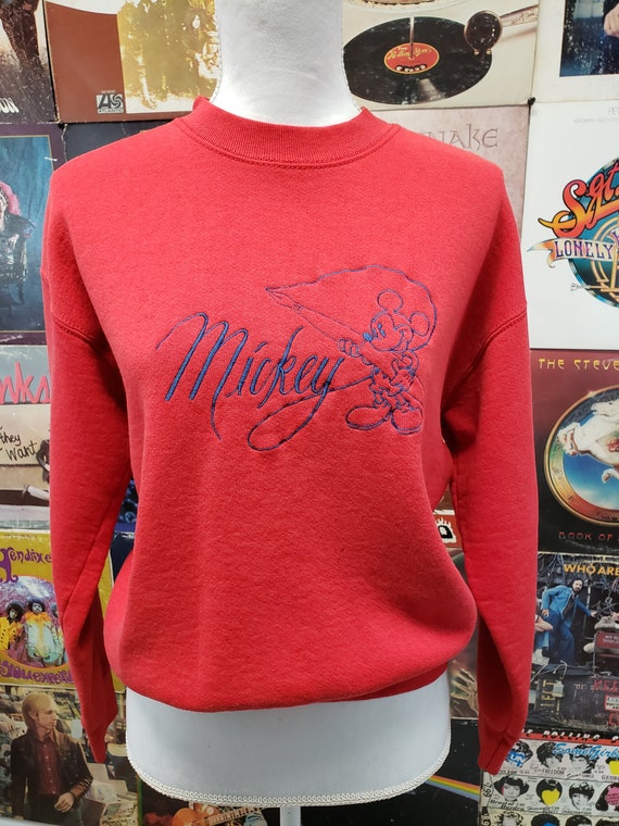 Vintage 90s Mickey Co Red Embroidered Crewneck Medium Vintage