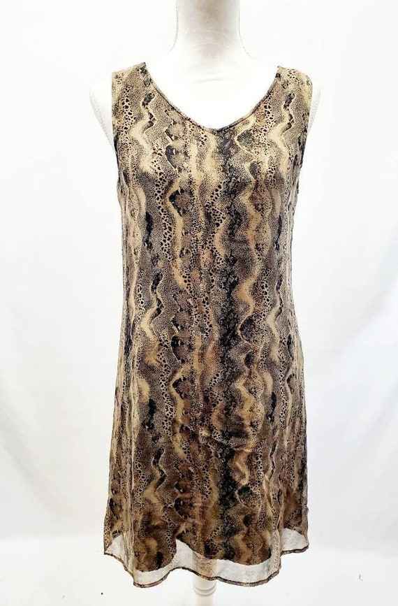 Vintage 90s Silk Snake Print Sleeveless Babydoll D