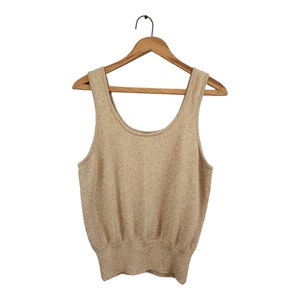Vintage 90&#39;s Gold Metallic Christine Phillipe Tank Top Large