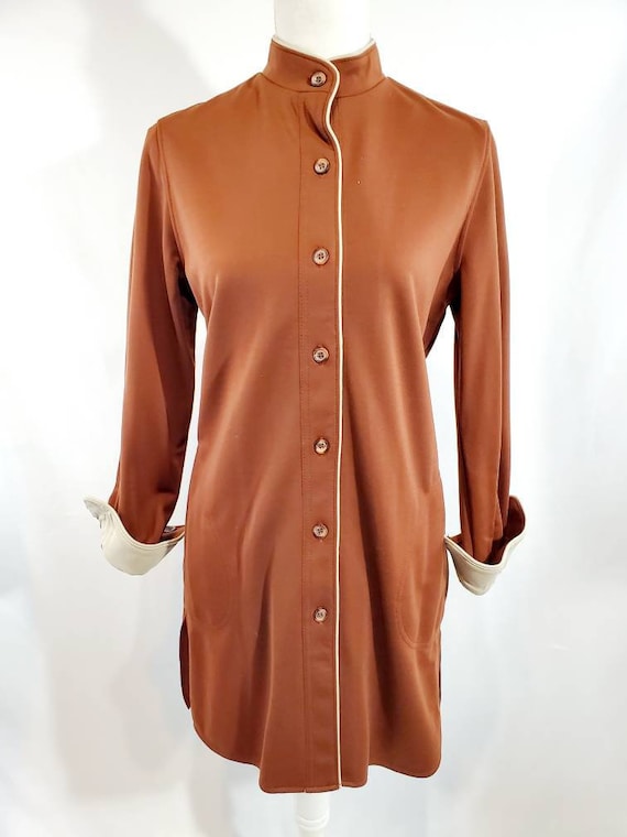 Vintage 60s Catalina Brown Mod Straight Cut Dress