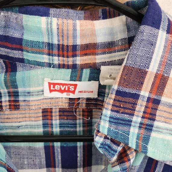 Vintage 70s Levi's Plaid Long Sleeve Button Shirt… - image 4