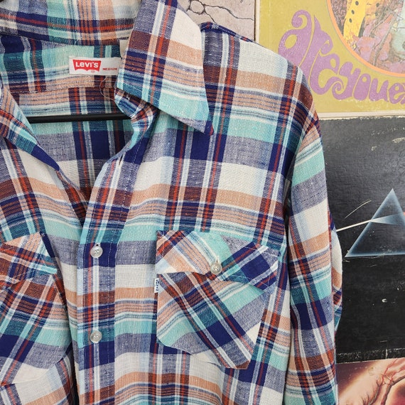 Vintage 70s Levi's Plaid Long Sleeve Button Shirt… - image 2