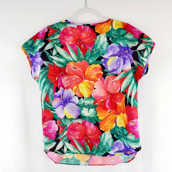 Vintage 90's Colorful Hawaiian Floral Print Boxy … - image 2