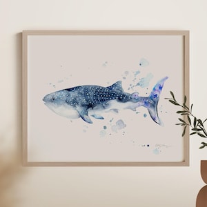 Whale Shark Watercolor Art Print : Marine Wildlife Art / Sea Animal Art / Coastal Room Decor