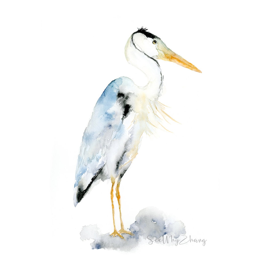 Blue Heron Watercolor Art Print: Mothers Day From Daughter / Modern ...