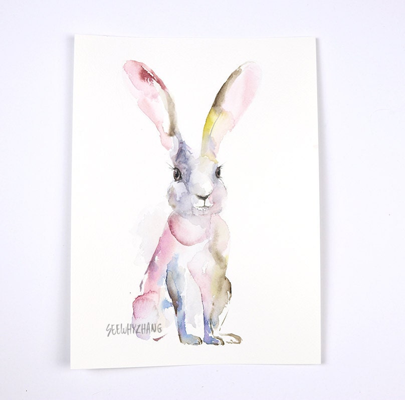 Rabbit Watercolor Art Print - Whimsical Rabbit for Chinese New
