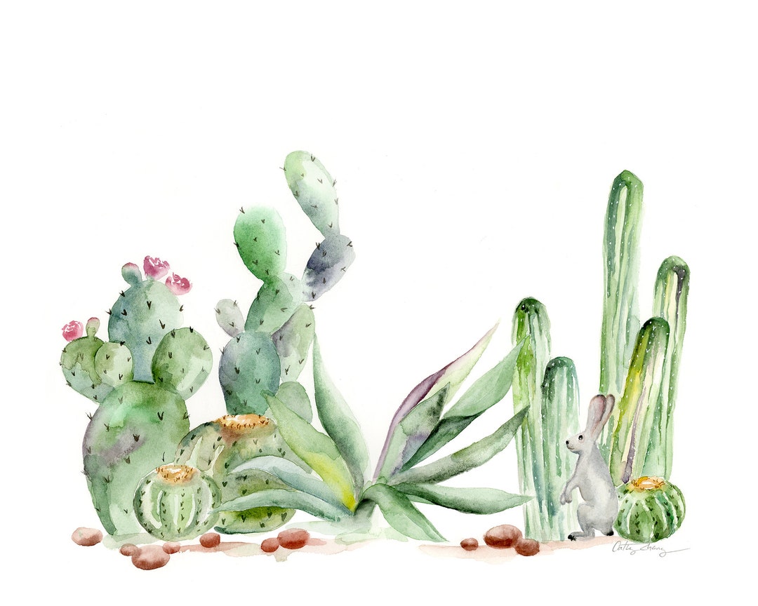 Desert Vibes Watercolor Art Print / Cactus Watercolor Art Print ...