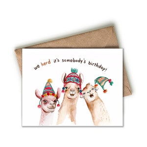 Punny Birthday Card - Llamas Party Birthday Card for Kids and Adults, Cute and Funny Birthday Card