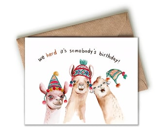 Llama Birthday Card - Funny Pun Card for Kids and Adults
