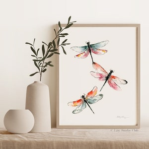 日本の鶴の水彩画アートプリント：モダンな鳥の水彩画 / ミニマ
