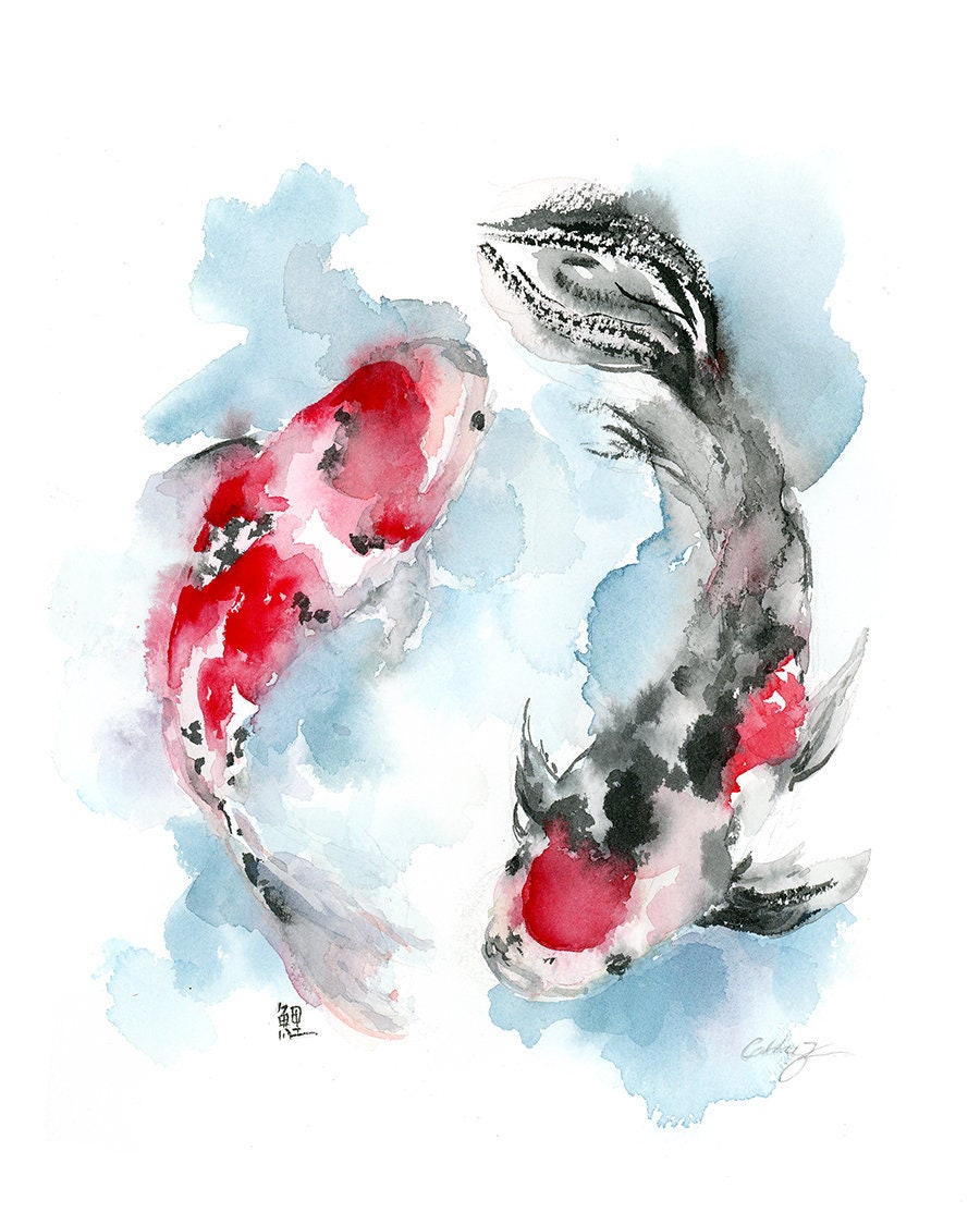 Watercolor Koi Fish Painting