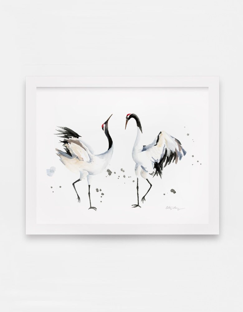 鶴 十帆 59x77cm やわらか 水彩画