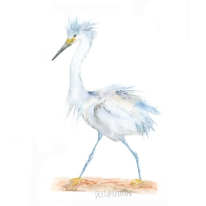 Great Egret Watercolor Art Print : Bird Watercolor Art Print, Modern Animal Art Print / Housewarming Art Gift / Modern Bird Art Print