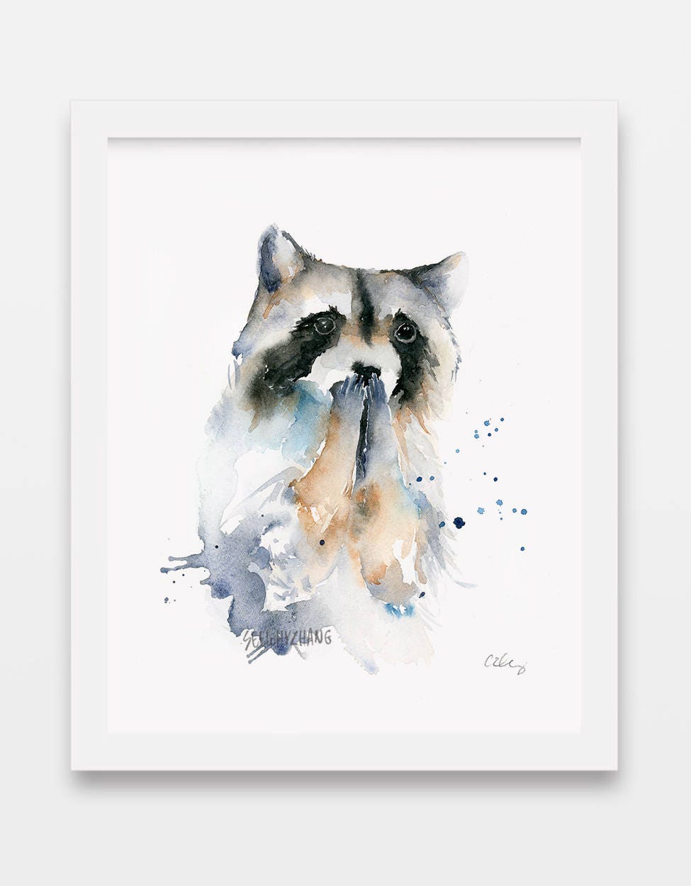 水彩画 動物と人物のシーン 約A4サイズ 水彩画 動物と人物のシーン 約A4サイズ