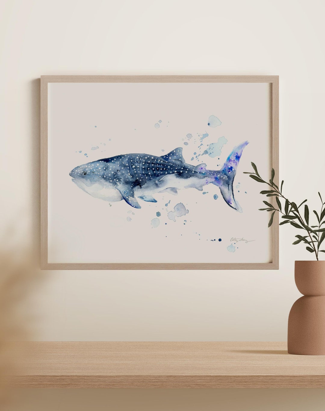 おっちページです　海　ホオジロザメ　珊瑚　レジンアート　原画　絵画 おっちページです 海 ホオジロザメ 珊瑚 レジンアート 原画 絵画 おっ