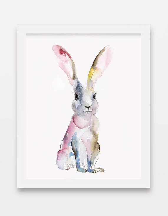 水彩壁絵watercolor“The Chilling Bunny Bunny” 水彩壁絵watercolor“The Chilling Bunny Bunny” Bunny