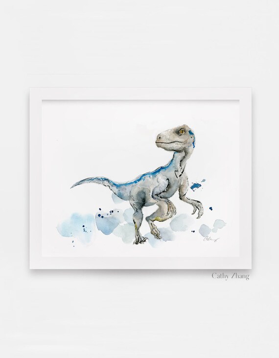 Blue The Velociraptor Art Print Dinosaur Art Print Etsy Blue The Velociraptor Art Print Dinosaur Art Print Etsy