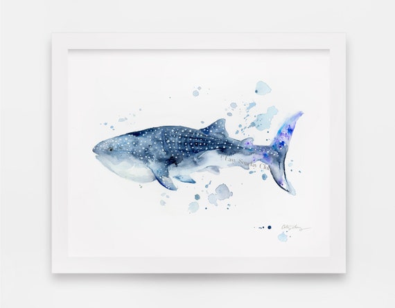 Whale Shark Watercolor Art Print Ocean Wildlife Art Print Whale Shark Art For Ocean Themed Room Decor Sea Animals Art