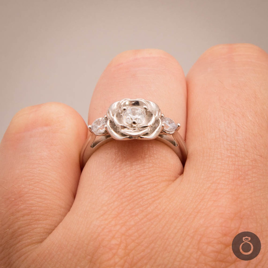 Romantic Rose Shaped Ring with Brilliant Cut Diamonds Gift Etsy