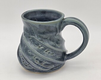Handmade Green Spiral Design Ceramic Mug