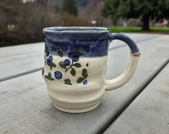 Kintsugi, Wabi Sabi inspired functional handmade ceramic mug with decorative real 22k gold repair