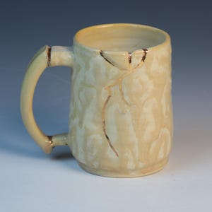Handmade Kintsugi Inspired Ceramic Mug: Wabi Sabi Gold Luster