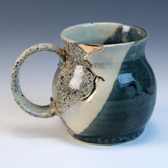 Kintsugi Wabi Sabi Inspired Functional Handcrafted Blue and - Etsy