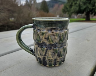 3D Printed Ceramic Mug: High Fired Stoneware with Green Glaze