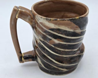 Handcrafted Ceramic Coffee or Tea Mug: Wabi Sabi Kintsugi Inspired with Real Gold