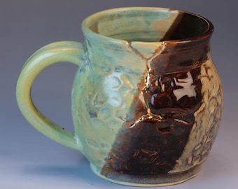 Handcrafted Ceramic Coffee or Tea Mug: Wabi Sabi Kintsugi Inspired with Real Gold