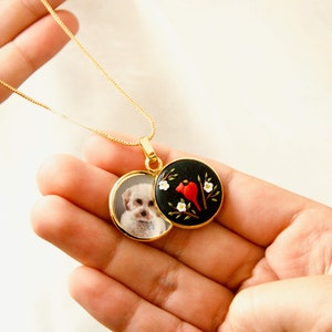 Sliding Medaillon Halskette mit Fotos Gold 18k Messing Personalisierte Hund Mama Geschenkidee Tochter Sympathie Geschenk für ihre Schwester Tante Freund Verlust Haustier