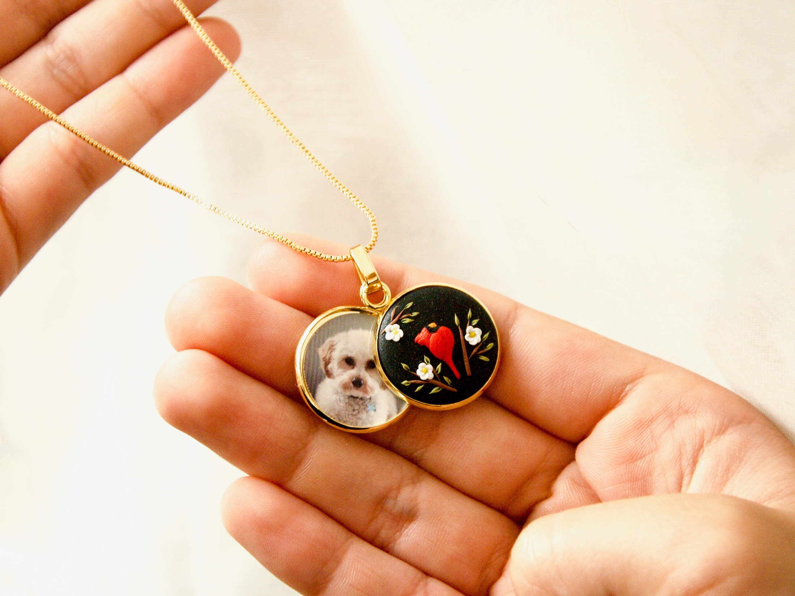 Sliding Locket Necklace With Photos Gold 18k Brass Personalized