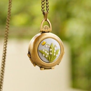 Lily of the Valley Photo Locket Necklace: Personalized Keepsake Gift