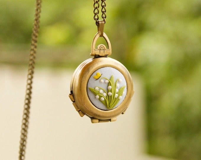 Featured listing image: Lily of the Valley Photo Locket Necklace: Personalized Keepsake Gift