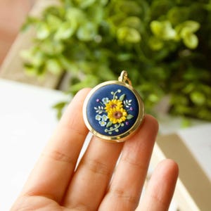 Sunflower Photo Locket Necklace: Personalized Clay Jewelry Gift