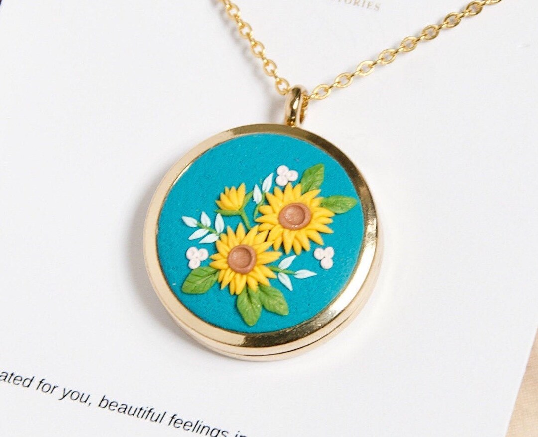 Sunflower locket amazon Clearance