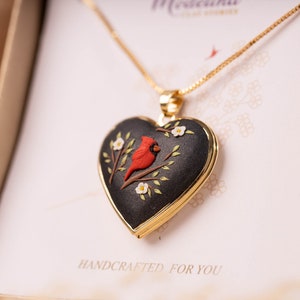 Personalisierte Goldkardinalhalskette mit Fotos innen In Erinnerung an ihn Mutter Geschenk Sympathie Geschenk für sie Weihnachten Mutter Schmuck Verlust Vater