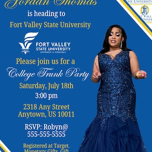 Trunk Party, Send-Off Party, Graduation Party (high school/college)- Custom Invitation/Announcement. Digital Download