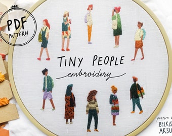 Modern Embroidery Pattern, Doll Embroidery Design, Beginner Hand Embroidery Pattern, DIY Doll, Colorful Modern Art, Illustrated Tiny People