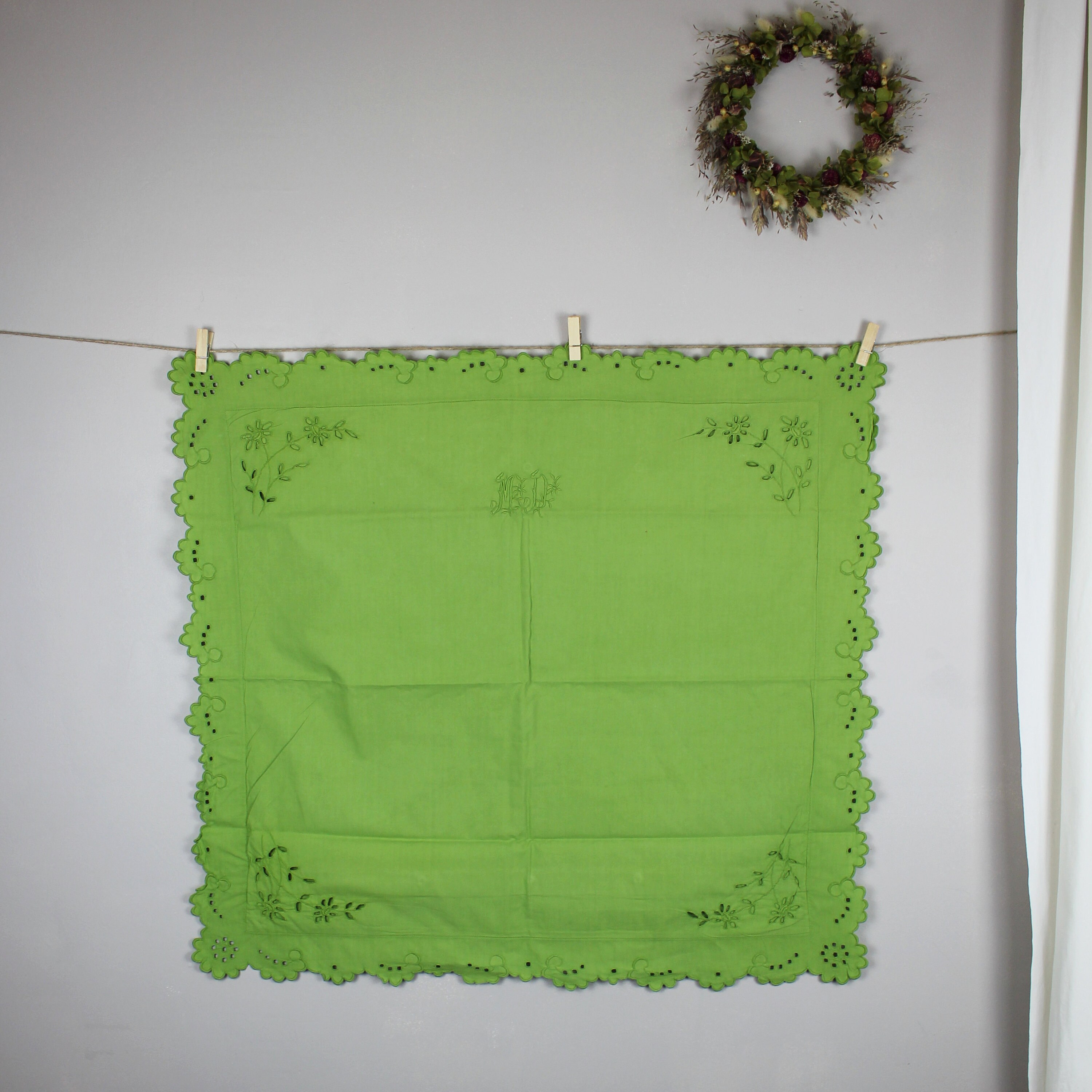 Vintage Taie d'oreiller Ancienne Teinte Verte