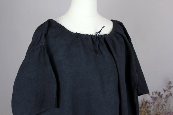 Dress - Old linen shirt black L