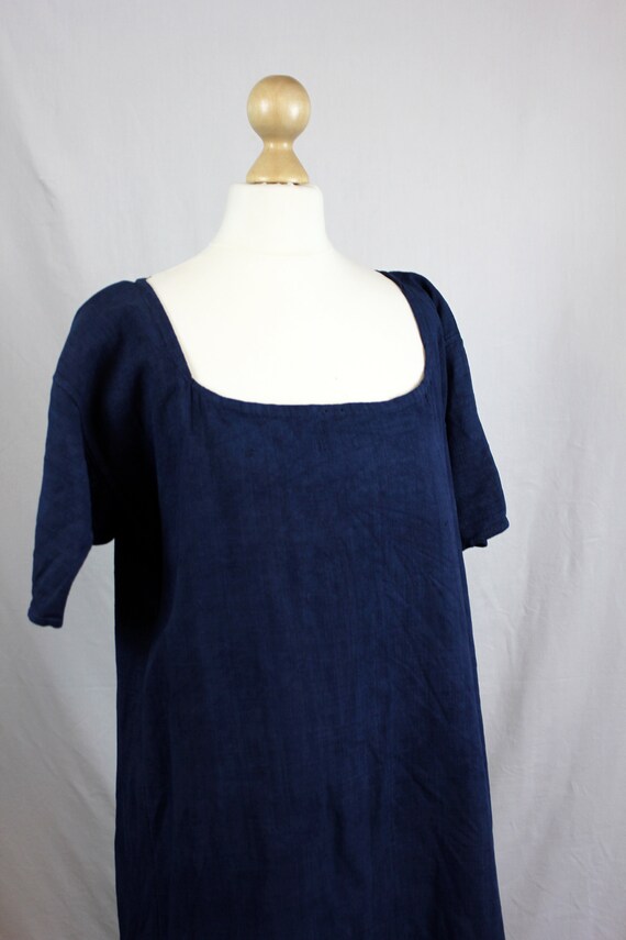 Dress - Old linen shirt blue - image 3