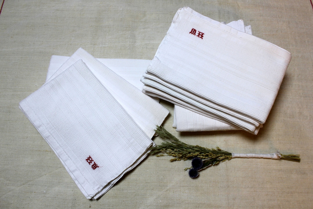 5 French Vintage Bath Towels Etsy