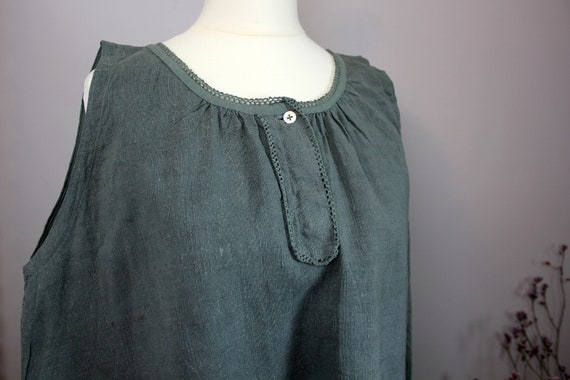 Dress - Old green/grey linen shirt