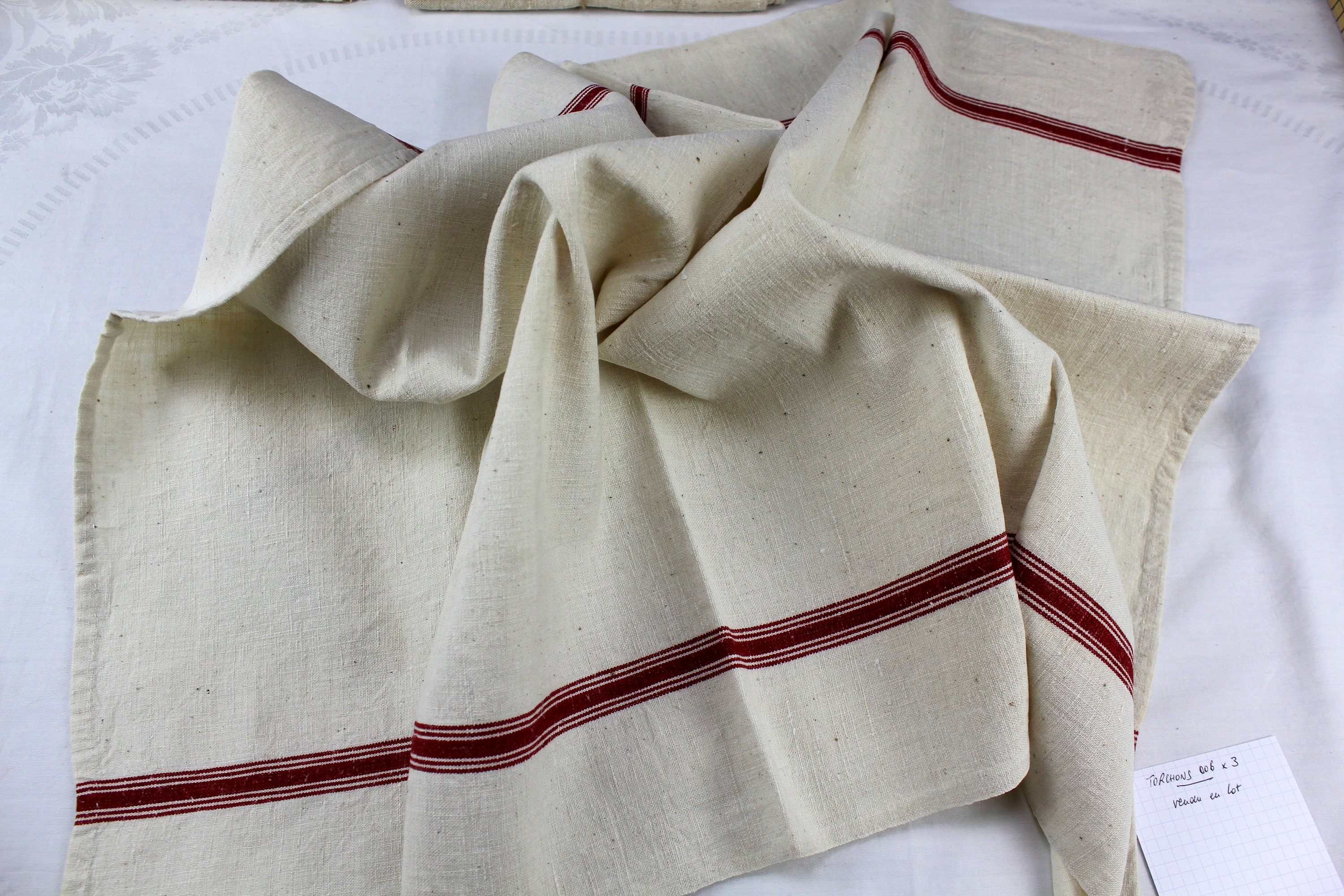 Vintage Torchons Anciens Français - Lot de 3